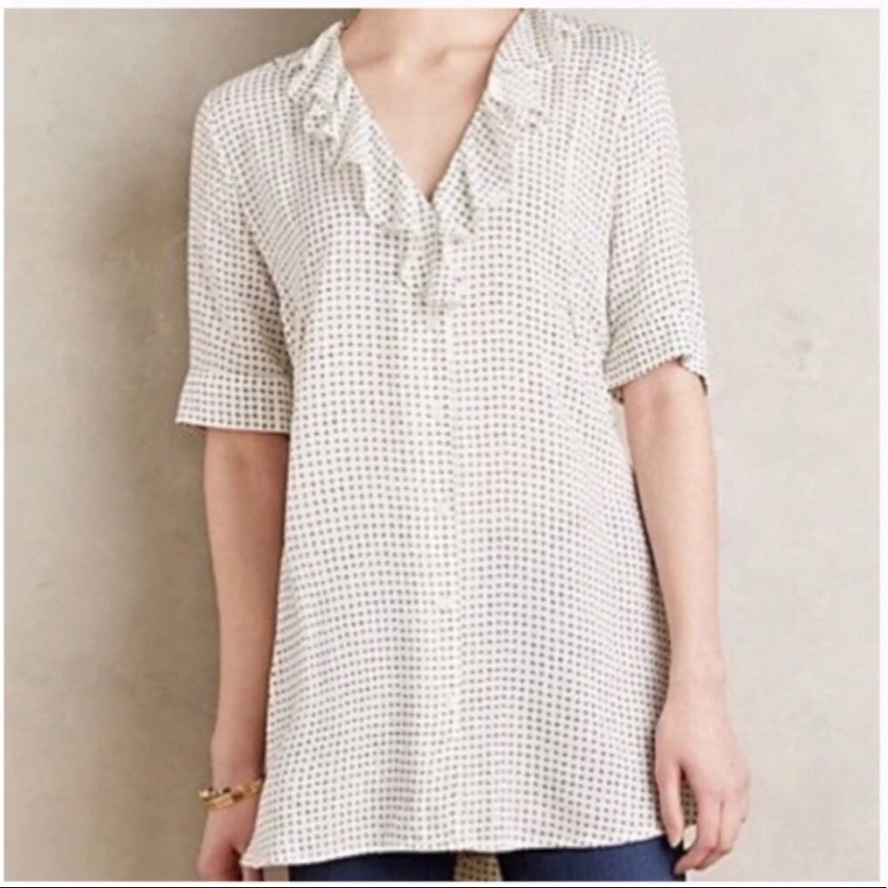 Anthro 11.1.Tylho Printed Ruffled Tunic Blouse - Picture 2 of 7